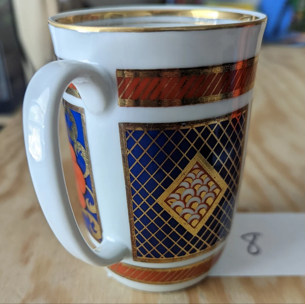6/8 Fitz and Floyd Blue and Gold Coffee Mug